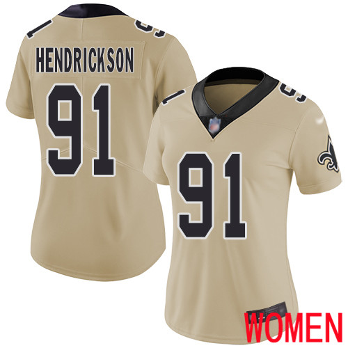 New Orleans Saints Limited Gold Women Trey Hendrickson Jersey NFL Football #91 Inverted Legend Jersey